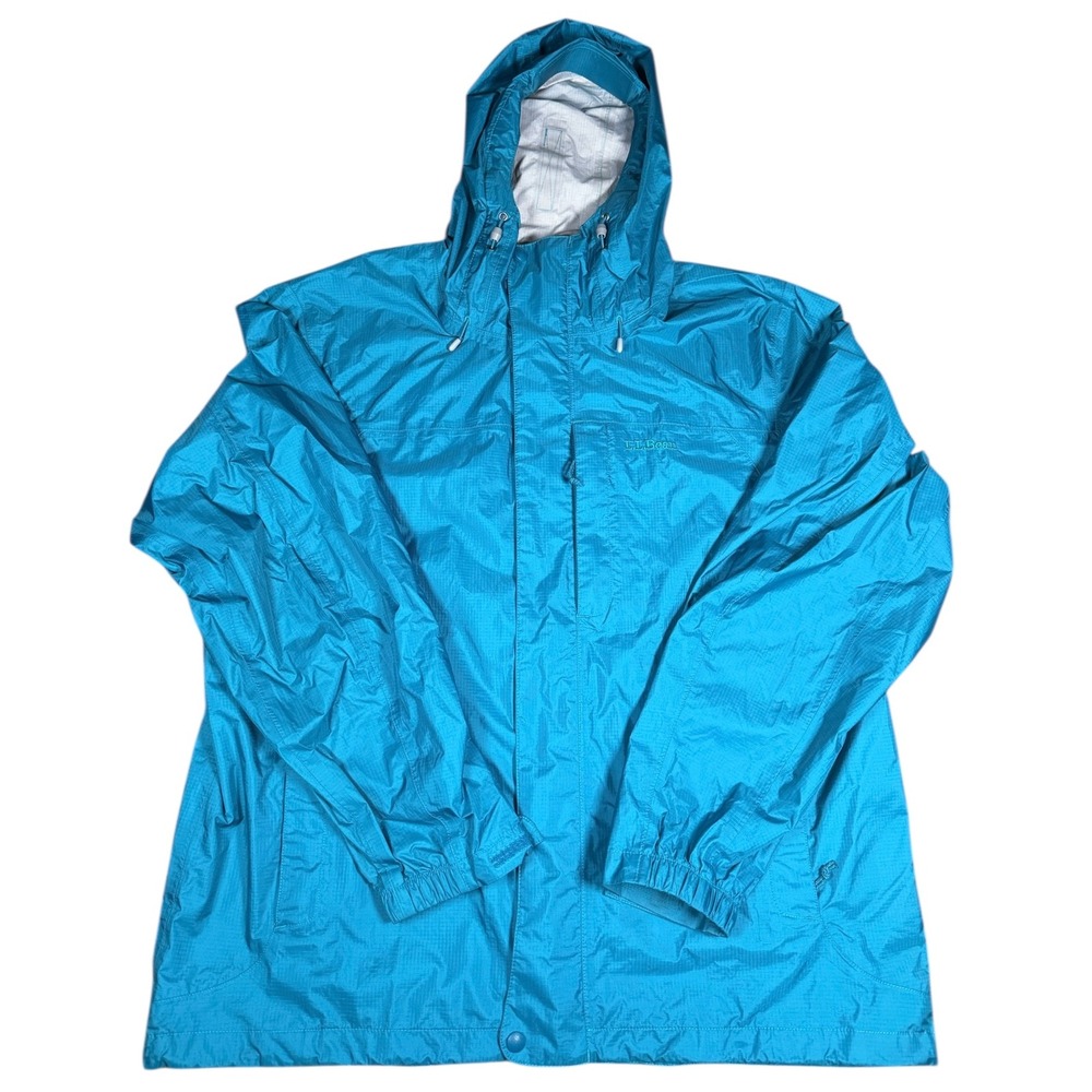 L L Bean Men's Lightweight Hooded Rain Jacket Green L REG Waterproof Outdoor